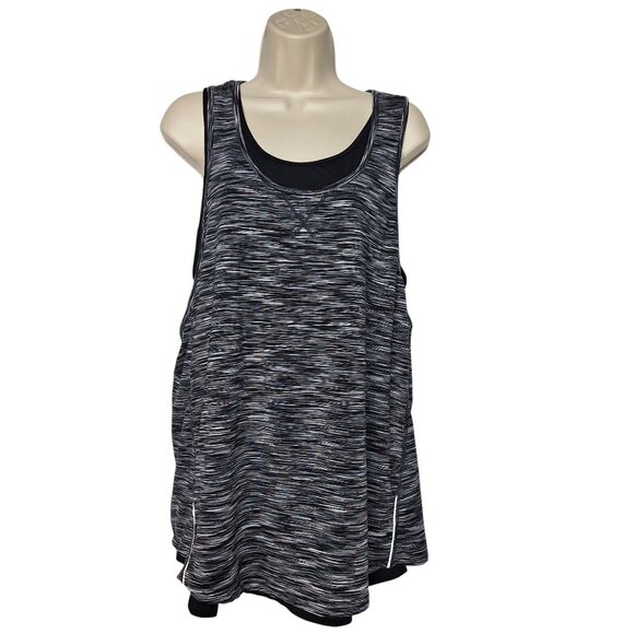 Tangerine XL Black & White Space Dye Double Layer Athletic Tank Top Racerback - Picture 2 of 6